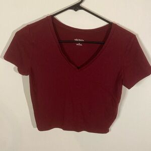 Wild Fable Maroon V Neck Cropped Top Size M